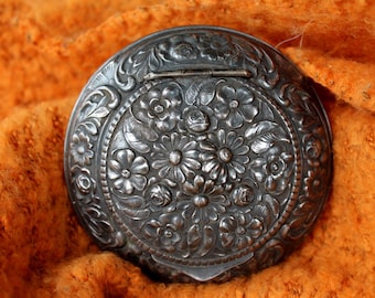 Snuff box silver plated, round metal lidded box, pill box, jewelry box, ring box, gift packaging