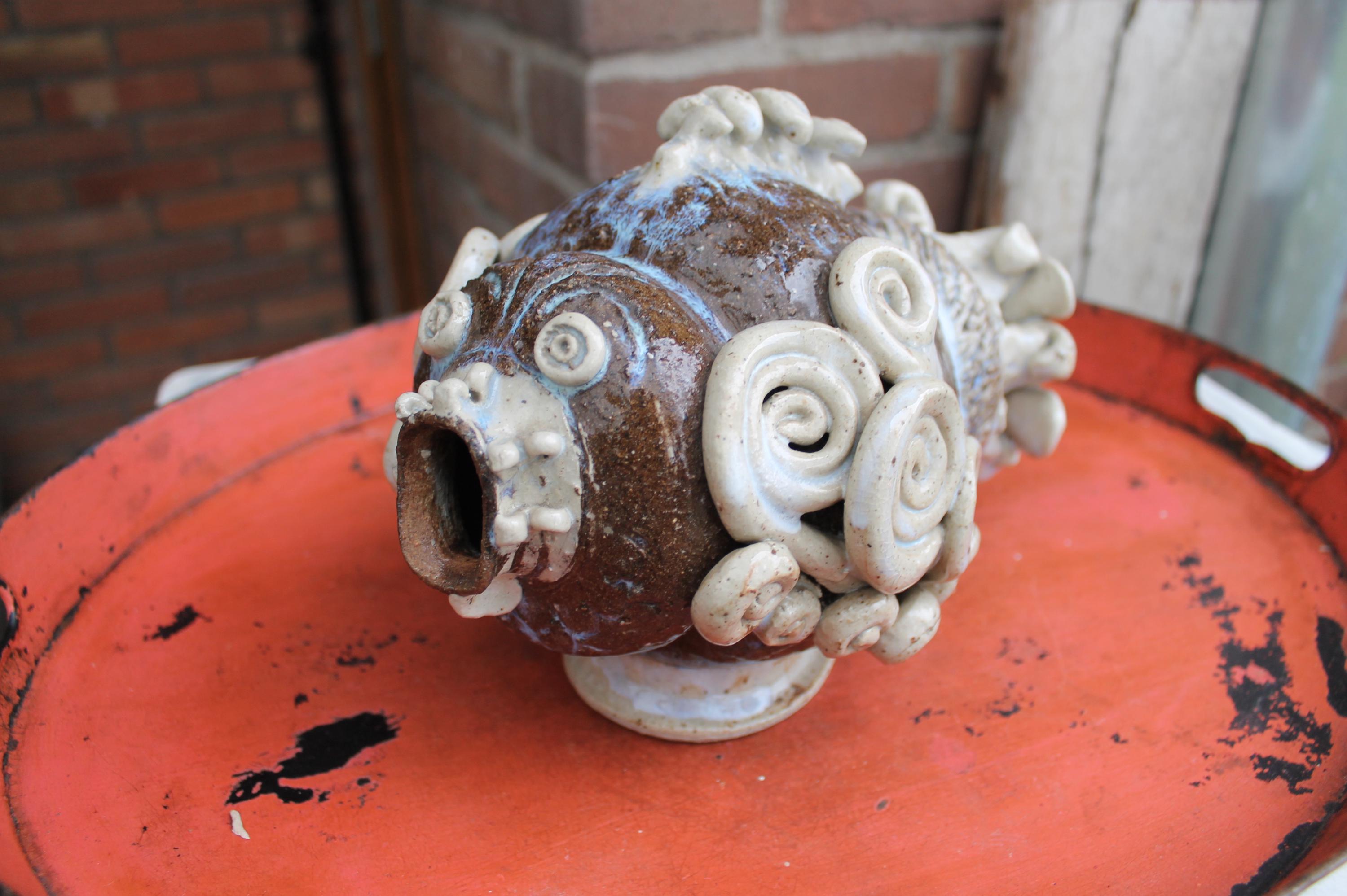 Fish sculpture, ceramic art, glazed clay handicrafts, garden art, decoration for the garden pond