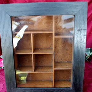 Setzkasten mit Glastür, Holzkasten mit Wandaufhängung, Sammelkasten aus Holz mit Glasdeckel, Shabbychic Schatzkiste
