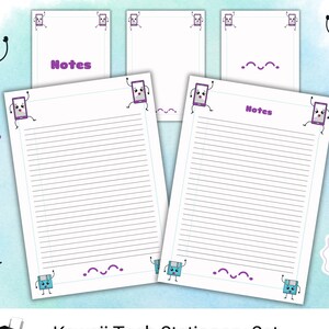 Printable Lined Notepad, Kawaii Stationery Paper, Cute Notes Template, Writing Paper Printable, Digital Notepad, Digital Download Computing
