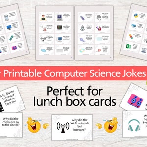 Tech Lunchbox Jokes Printable  Computer Science Lunch Notes for Kids| STEM Lunchbox Cards | Coding Jokes for Children | Teacher Reward Notes