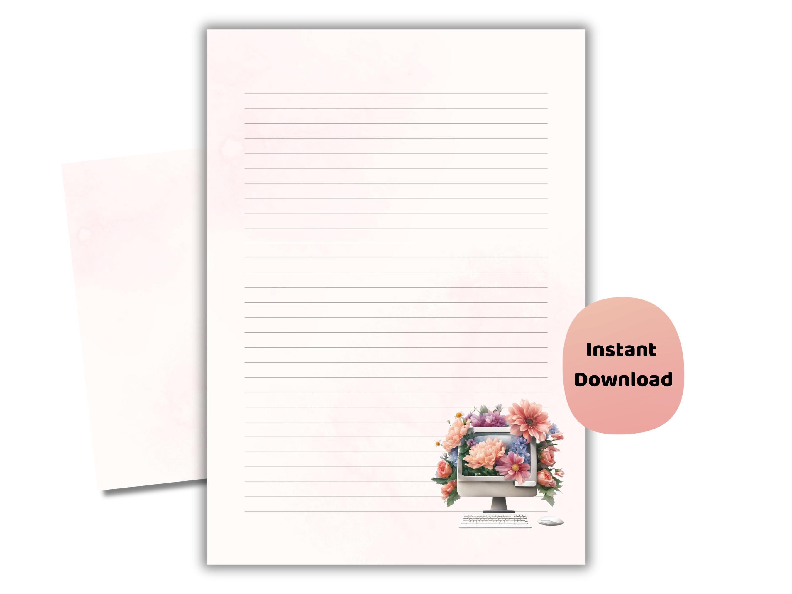 Floral Computer Science Lined Paper | Printable Tech Stationery - Etsy