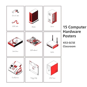 Computeronderdelen klaslokaalposters – set van 15 (KS3 GCSE Computing)