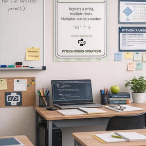 Python String Operations Posters Set of 5, KS3 GCSE Computer Science Display, Slicing Indexing Len Concatenation Repetition Guide Classroom image 3