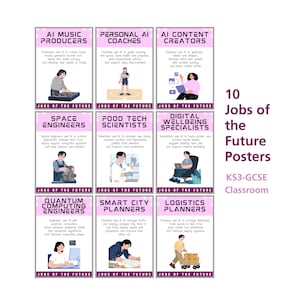 AI Jobs of the Future Posters | Computer Science Classroom Decor | Tech Careers Display | KS2 KS3 KS4 AI Poster Set