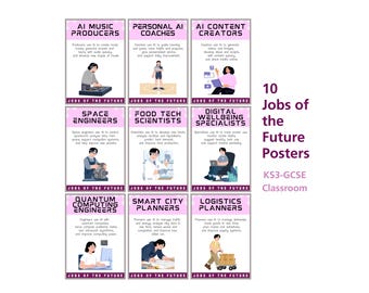 KI-Jobs der Zukunft Poster | Computer Science Klassenzimmer Dekor | Tech-Karriere-Anzeige | KS2 KS3 KS4 AI Poster Set