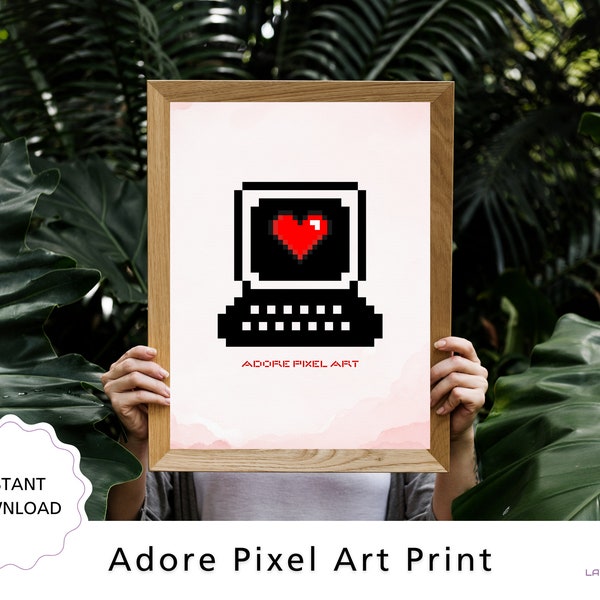 Retro Pixels Bring Back the Nostalgia with Stunning Adore Pixel Wall Art Poster Female STEMinist Coder Print Computer tech workspace office