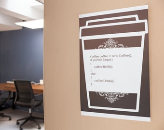 Programmierer Kaffee Wandkunst, Coding Wandkunst, Programmierer Geschenk, Computer Science Wandkunst, Software Programmierer Geschenk, Tech Office Dekor, Druck