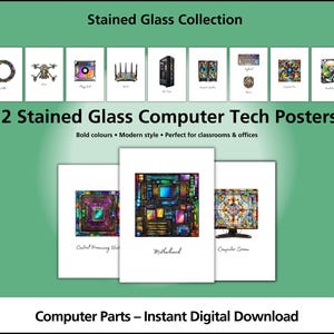 Stained Glass Computer Hardware Posters | Tech Classroom Decor (Digital Download)