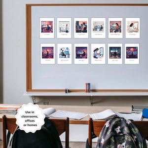 Geïllustreerde poster met technische carrières, set van 12 | Klasdecoratie | STEM-muurkunstbundel | Vacatures informatica | Lerarenklas | Beroep: