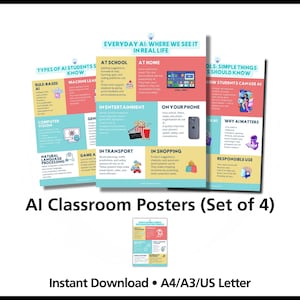 Ensemble d'affiches sur l'IA dans les écoles - Enseigner l'IA en toute sécurité et prévenir les abus (KS3-GCSE)