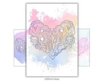 Herz Platine Poster | STEM Wandkunst | Tech Liebe Illustration | Druckbare digitale Datei