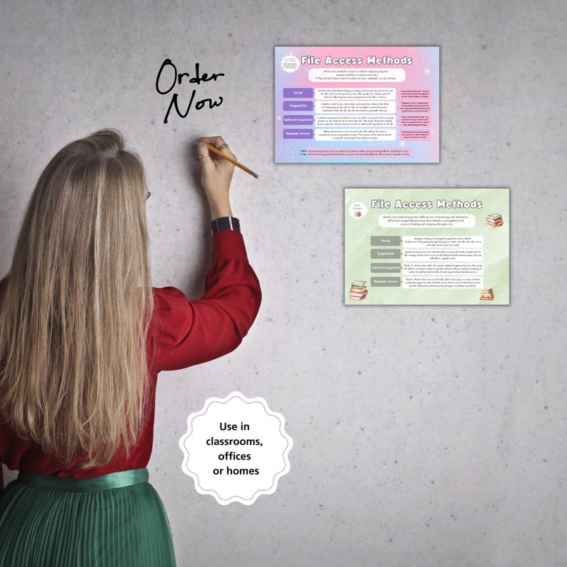 File Access Methods Cheat Sheet: Set of 2 Posters for Revision, for ...