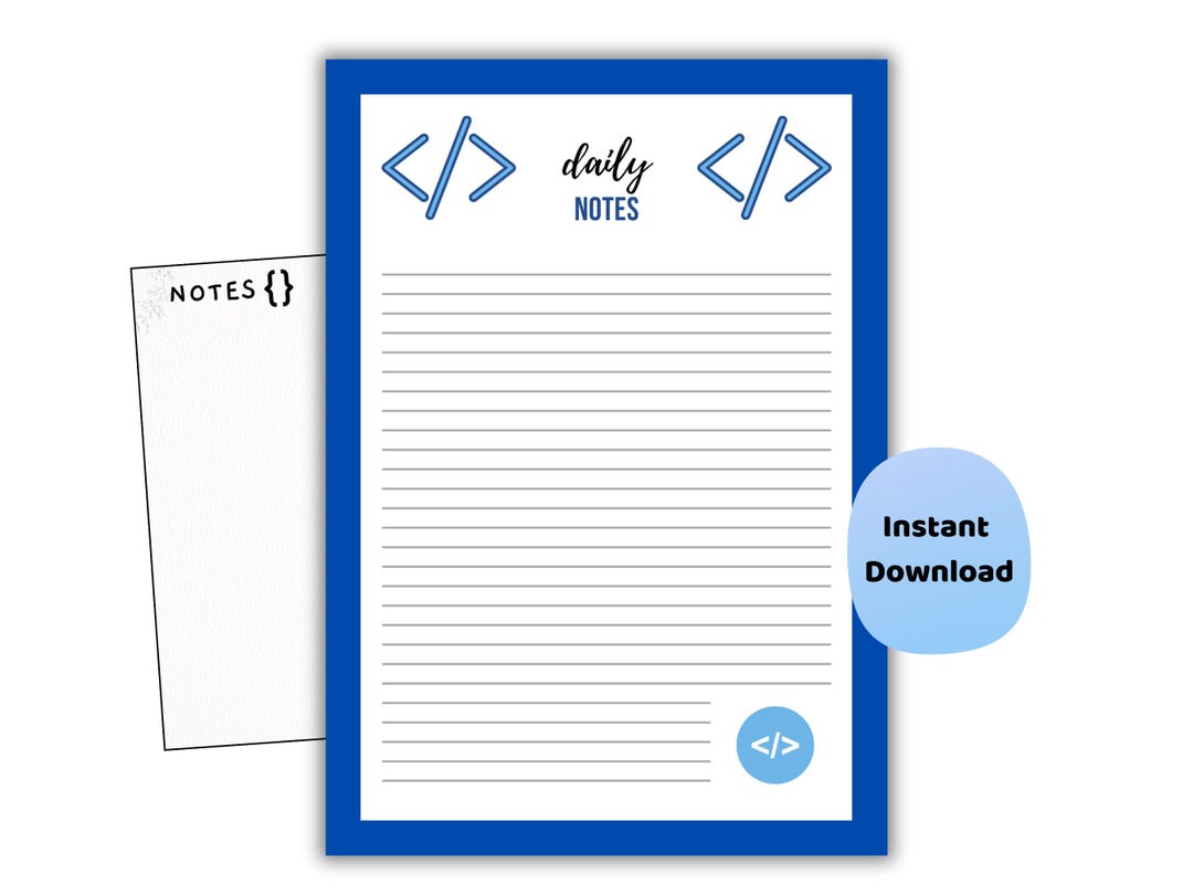 Computing Notes Designs Computer Science Lined Paper | Coding Notes Pages | Digital Download - Etsy