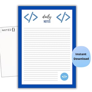 Hojas rayadas de informática / Páginas de notas de codificación / Descarga digital