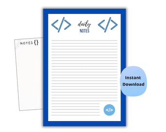 Computer Science Lined Paper | Coding Notes Pages | Digital Download