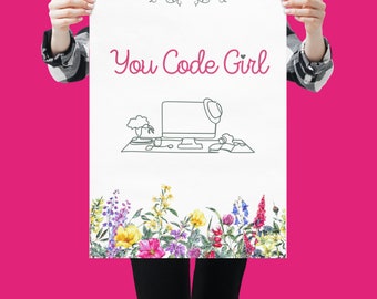 Women in Tech Poster | Girls Who Code Wall Art | Computer Science Classroom Decor | Tech Coding Classroom Poster | Programmer Gift for Her |