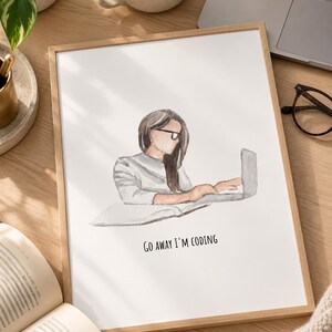 Go Away I'm Coding Poster | Programmer Gift | Computer Science Poster | Coding Wall Art | Software Developer Decor | Tech Office | Download