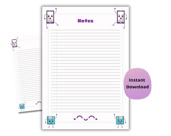 Kawaii Tech Stationery: Gepunkteter Notizblock (Digitaler Download)