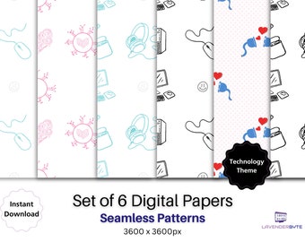 Tech Digital Paper Pack – Computer Science Seamless Patterns (Printable)