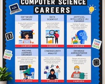 Computer Science Careers Posters | Computer Science Classroom Display | Career Exploration Bulletin Board | STEM Careers | Set of 15 |