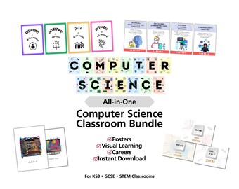 Computer Science Classroom Decor Bundle KS3 GCSE Posters STEM Wall Art Coding Display Karriere AI Cybersicherheit Python Visual Pack Ressourcen