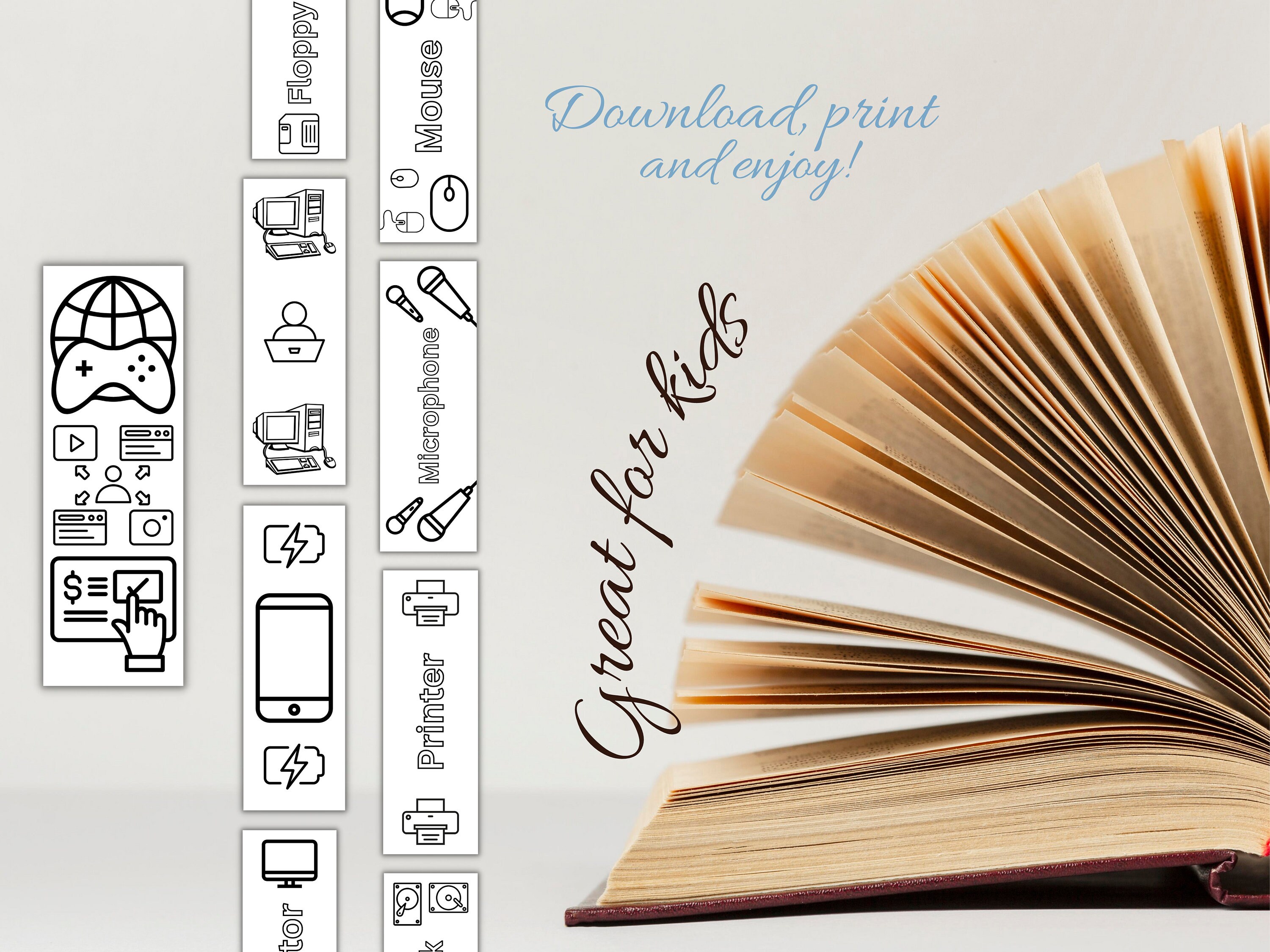 Bookmarks Colouring Technology Computer Science Bookmarks Etsy UK