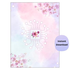 CPU-poster met bloemen | Roze technische muurkunst