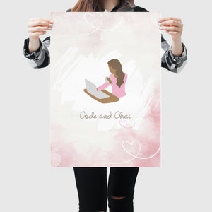 STEM Art Girls code chai Pretty Computer Science Student Programmer Woman Poster Print Computing Lab Teacher IT Professional Work home tech