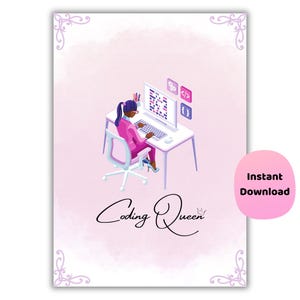 Poster de la reine du codage | Art mural codeuse STEM Girl