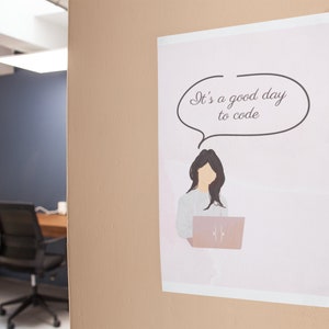 STEM Girls Who Code Poster for Bedroom -Pretty Floral Print for Computer Students,Programmers, Teachers & Professionals,Inspiring Work Quote