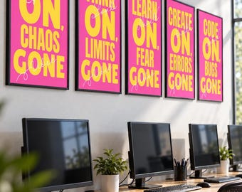 Computer Science Posters Set of 5 | Computer Lab Decor | Coding Classroom Posters | Technology Posters | STEM Motivational Art | Printable