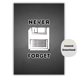 Zabawny plakat z dyskietką – dekoracja ścienna do sali technologicznej | Prezent na ukończenie szkoły