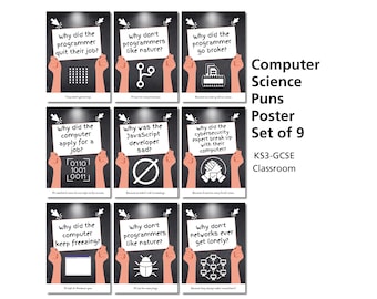 Computer Science Puns Posters | Set of 9 Funny Tech Classroom Prints