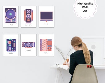 Colorful Computer Hardware Posters - Computing & Tech Classroom Posters x12 GCSE STEM Education Decor for Computer Science Classroom ICT Art