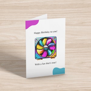 Carte d'anniversaire de fan d'ordinateur | Carte d'anniversaire Geek imprimable | Carte téléchargeable pour les nerds | Technologie informatique | Cadeau de l'amitié