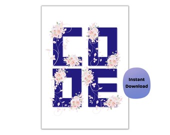 Floral Wall Art | Student Study Motivation Print | Classroom Decor | Graduation Gift Printable