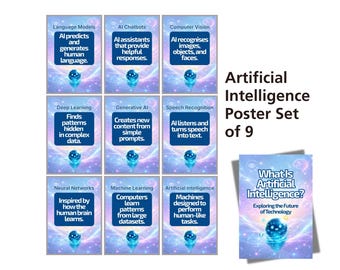 Artificial Intelligence Posters | AI Classroom Display | Computer Science Posters  | STEM Classroom Decor | Computing | Tech AI Wall Art |