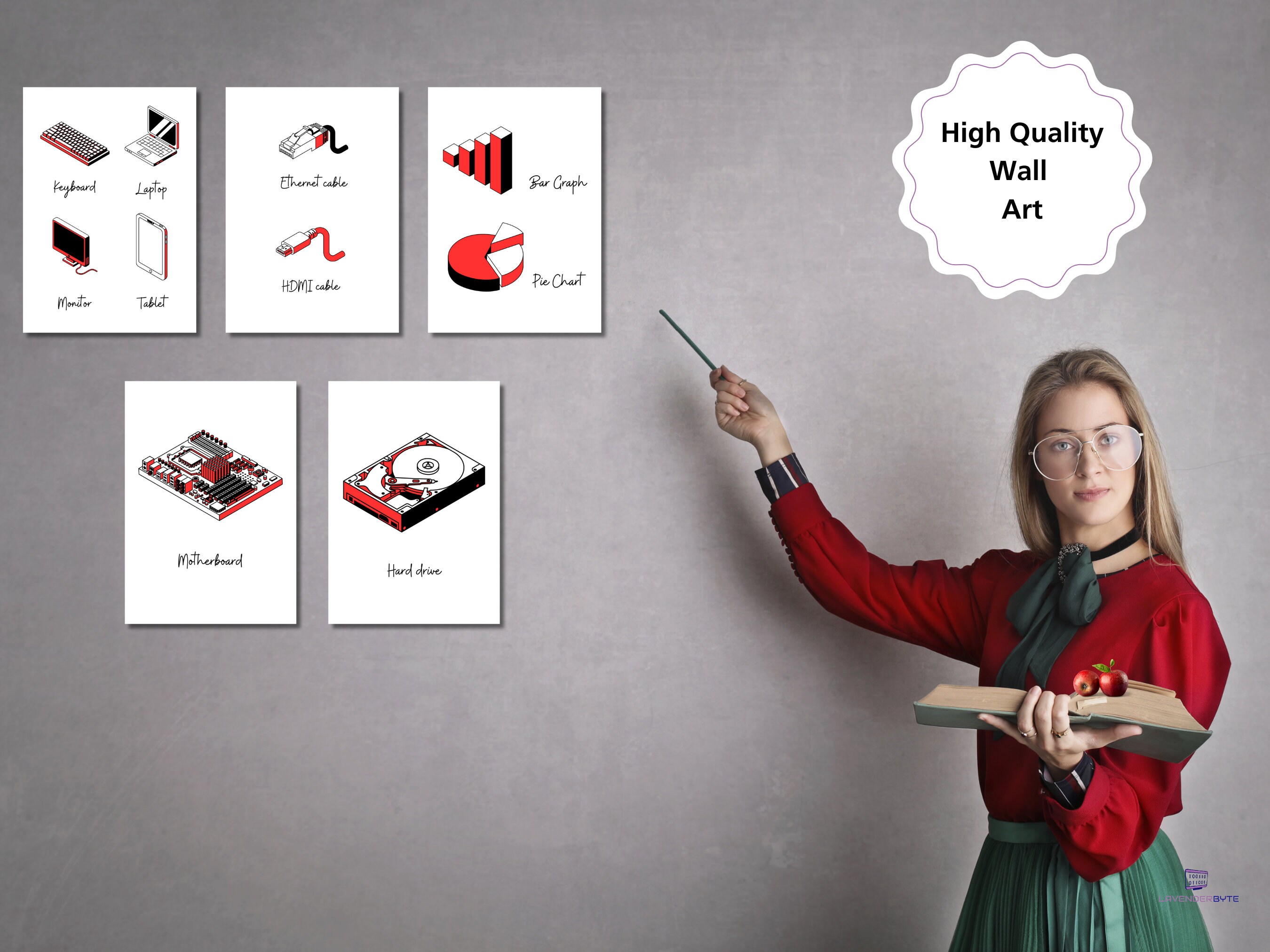 Computer Lab Prints Tech Art Decor Computer Parts Prints - Tech Classroom Posters Set of 15 ...