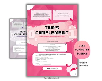Two's Complement Poster Printable | Binary Representation Revision Aid | GCSE Computer Science Classroom Display | OCR AQA Computing Binary