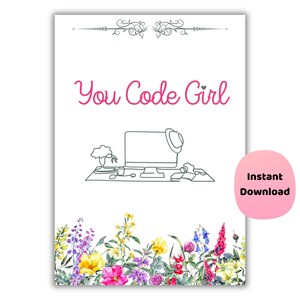 花柄コーディングポスター | コンピュータサイエンスウォールアート