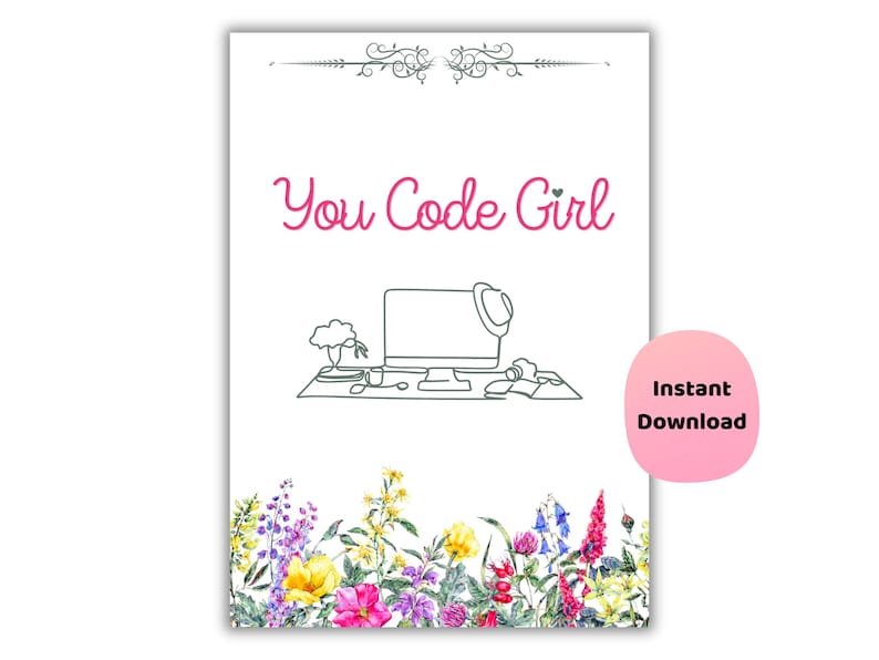 Floral Coding Poster | Computer Science Wall Art image 1