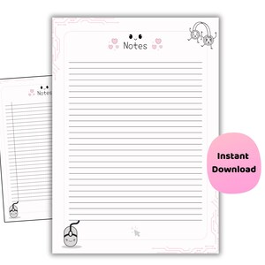 Papier ligné Kawaii Tech | Papeterie pour étudiants, correspondants (imprimable)