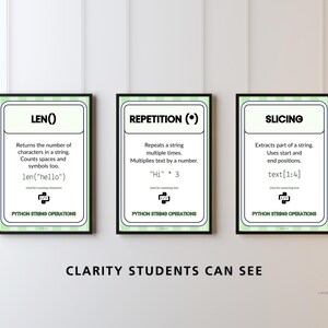 Python String Operations Posters Set of 5, KS3 GCSE Computer Science Display, Slicing Indexing Len Concatenation Repetition Guide Classroom image 5