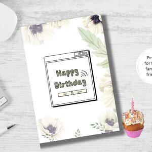 Unique Boho Tech-Themed Birthday Cards for Coders and Geeks - Printable Download Card, Birthday Greetings for Her, Computer Science Nerd