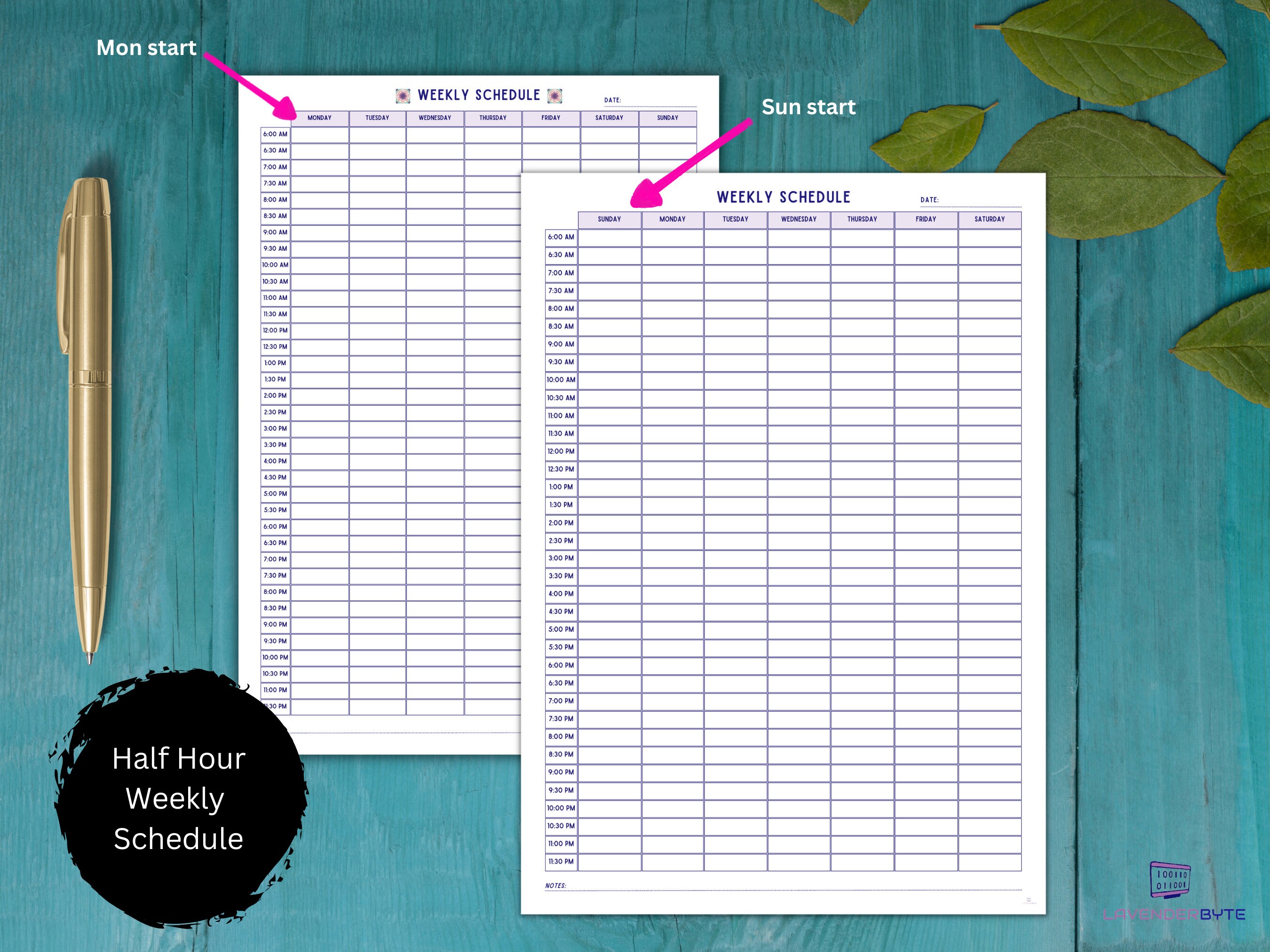 Half-hour Weekly Schedule| Printable Planner |computer Science & Tech ...