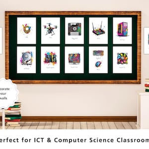 Pósteres artísticos de tecnología informática: estilo salpicadura de pintura (descarga digital)