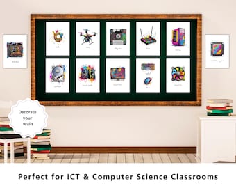 Artistic Computer Tech Posters - Paint Splatter Style (Digital Download)