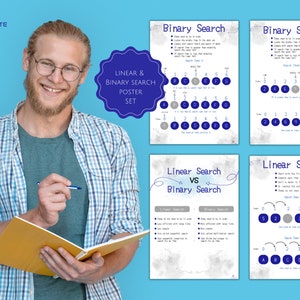 Binary Linear Search Poster Set | Computer Science Programming X4 ...