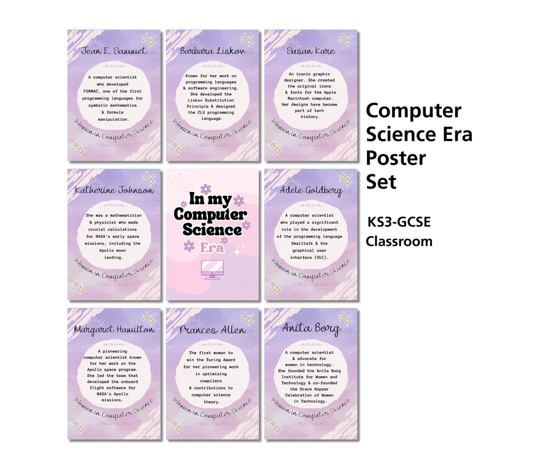 Computer Lab Prints Women in Computer Science Era Posters | Set of 20 Classroom Prints - Etsy